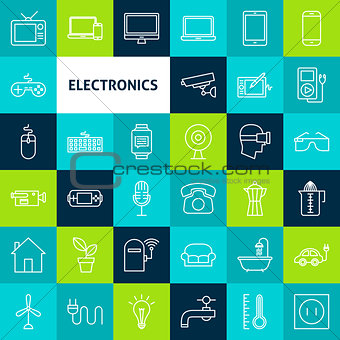 Vector Line Electronics Icons