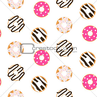 Donut glazed seamless vector pattern.