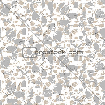 Marbled rock seamless white vector pattern.