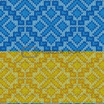 Knitted blue and yellow seamless pattern 