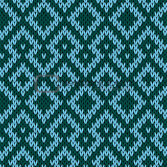 Knitted seamless pattern in turquoise and green
