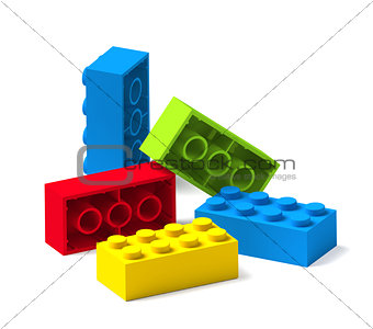 Colorful building toy blocks 3D