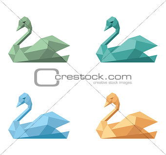 Swan polygonal icon symbol emblem