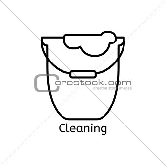 Cleaning simple line icon. Wash thin linear signs. Washing floors simple concept for websites, infographic, mobile applications.