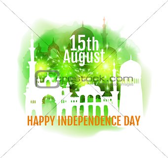 Happy India Independence day. Vector illustration of abstract Indian background with historical monument