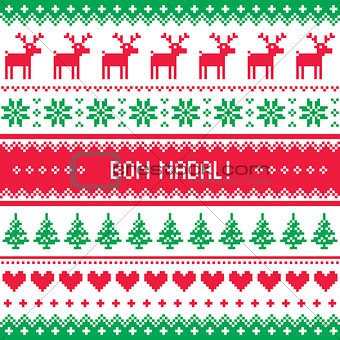 Bon Nadal greeting card - Merry Christmas in Catalan - Spanish language