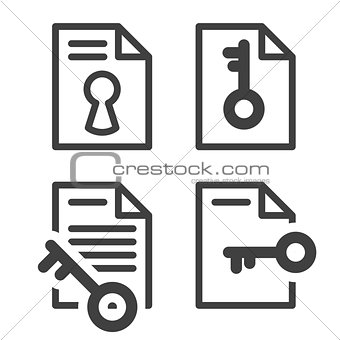 Locked file simple icon with key - secured document