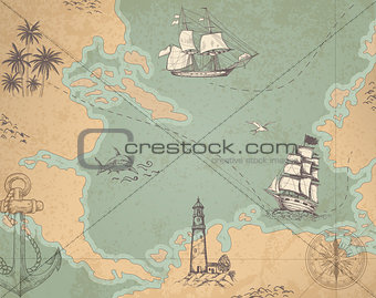 Vintage vector marine map