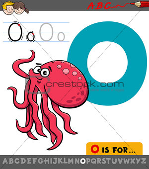 letter o with cartoon octopus animal