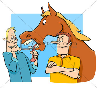 saying looking a gift horse in the mouth cartoon