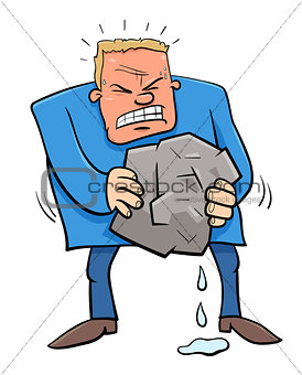 saying squeezing water from stone humor cartoon