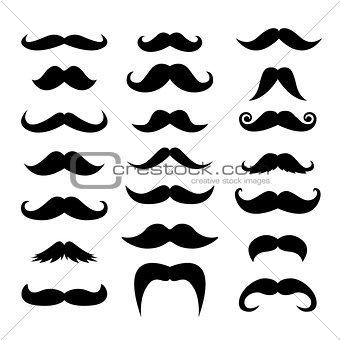 Set of men mustaches for design, photo booth