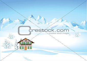 Snowy winter landscape in the mountains