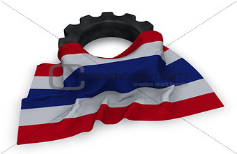 gear wheel and flag of thailand - 3d rendering