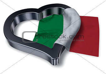 italian flag and heart symbol - 3d rendering