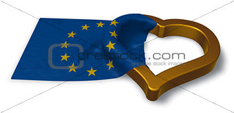 flag of the european union and heart symbol - 3d rendering