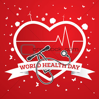World Health Day Concept with Doctor Stethoscope and Red Heart.