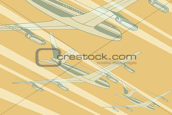 Air transport in the sky travel background