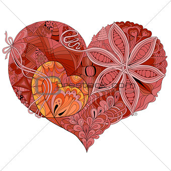 Sketchy doodle heart pink-red illustration