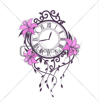Lily flowers and clock
