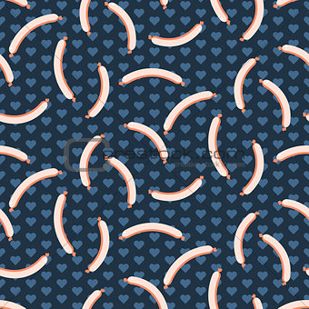 Cute sausages seamless vector pattern.