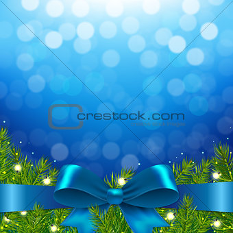 Blue Xmas Background With Bow