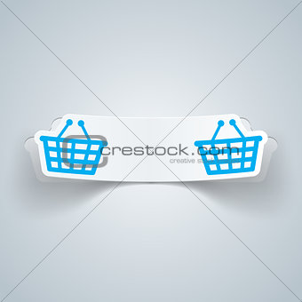 Cart, buy, shop icon. Origami cut paper