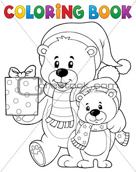 Coloring book Christmas bears theme 1