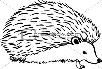 Hedgehog stylization icon logo. Line sketch