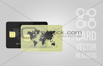 Golden and black credit card. Realistic detailed bank card set with colorful abstract design background.