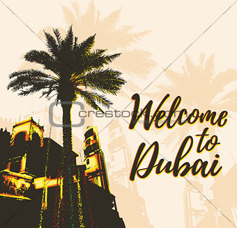Retro poster with Dubai city