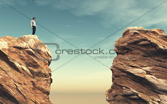 Young man on a rock