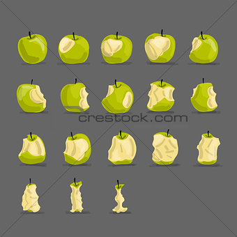 Stages of eating apple, sketch for your design