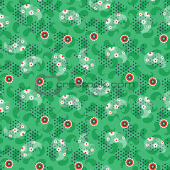 Paisley green mesh pattern seamless vector.