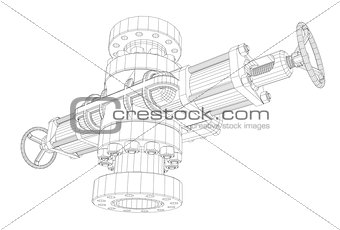 Blowout preventer. Wire frame style