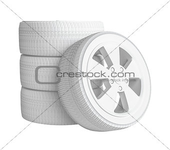 Closeup of white tires