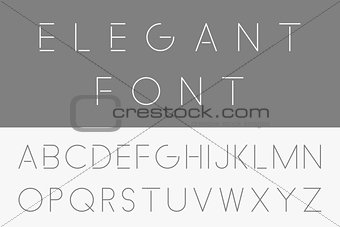Thin minimalistic font. Vector english alphabet.