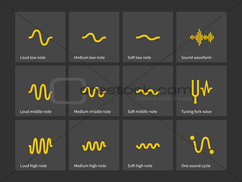 Sound note wave types icons.