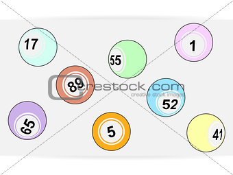 Simple bingo lottery balls over white
