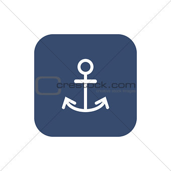 Anchor icon flat. White pictogram on dark background.