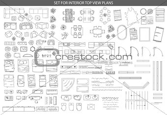 Big set of icons for Interior top view plans