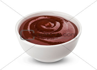 Grill sauce in bowl isolated on white background