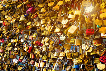 Locks of love on bridge