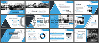 Blue presentation templates and infographics elements background