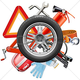 Vector Wheel with Car Accessories