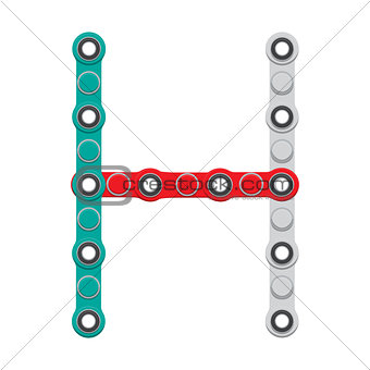 Alphabet from the New popular anti-stress toy Spinner. Letter H. Vector Illustration.
