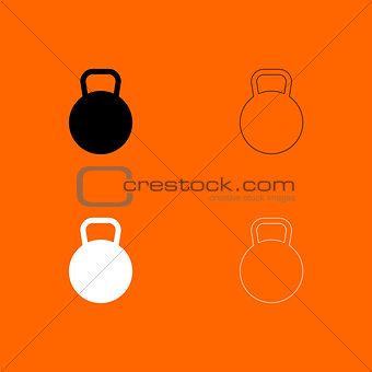 Kettlebell   black and white set icon .