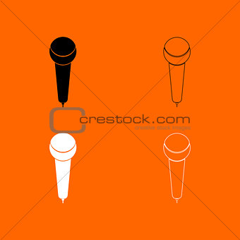 Microphone  black and white set icon .