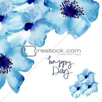 Greeting card with flowers in watercolor