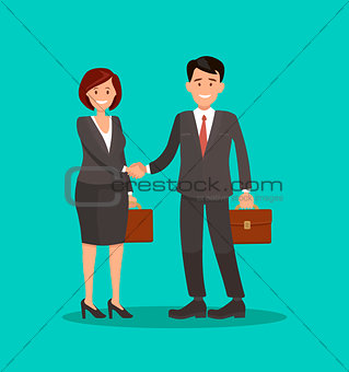Background vector business cooperation handshake two business partners vector illustration of a flat design